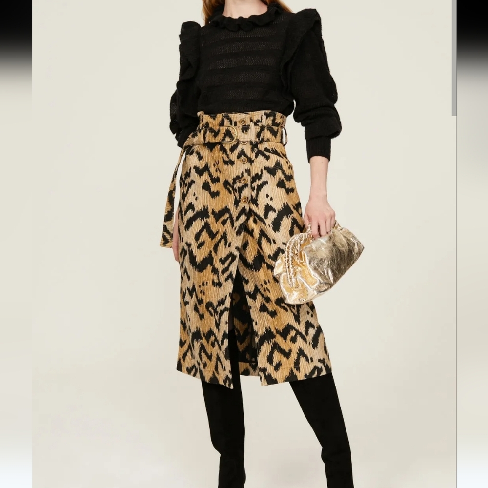 Ulla Johnson RTR Sonia Jacquared Midi Skirt In Jasper Size 10
